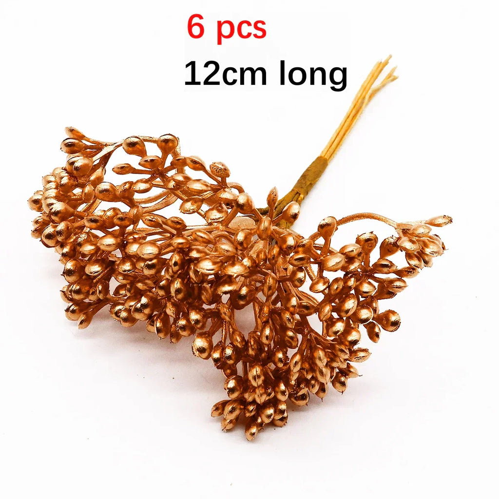 DecorBites™ Gold Hybrid Flower Cherry Stamen Berries Bundle لتزيينك بنفسك