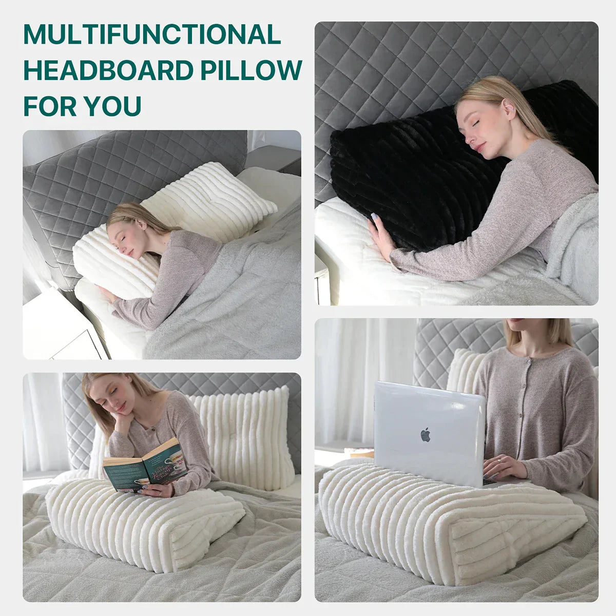 DecorBites™ Headboard Wedge Pillow - Triangular Bed Rest Support & Reading Bolster
