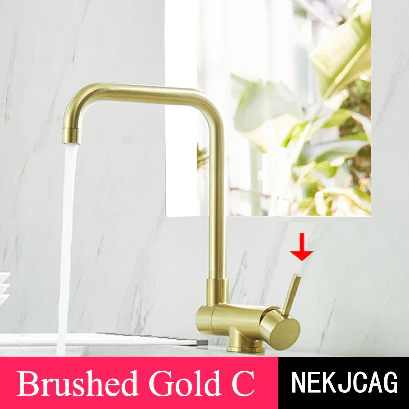 DecorBites™ 360° Rotating Black Kitchen Faucet, Deck Mount Sink Mixer Tap, 304 Stainless Steel