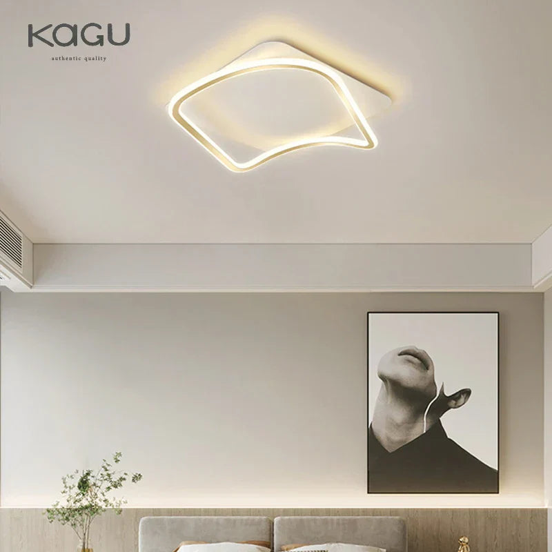 DecorBites™ Golden LED Ceiling Chandelier: Modern Simplicity for Living, Dining, and Bedrooms