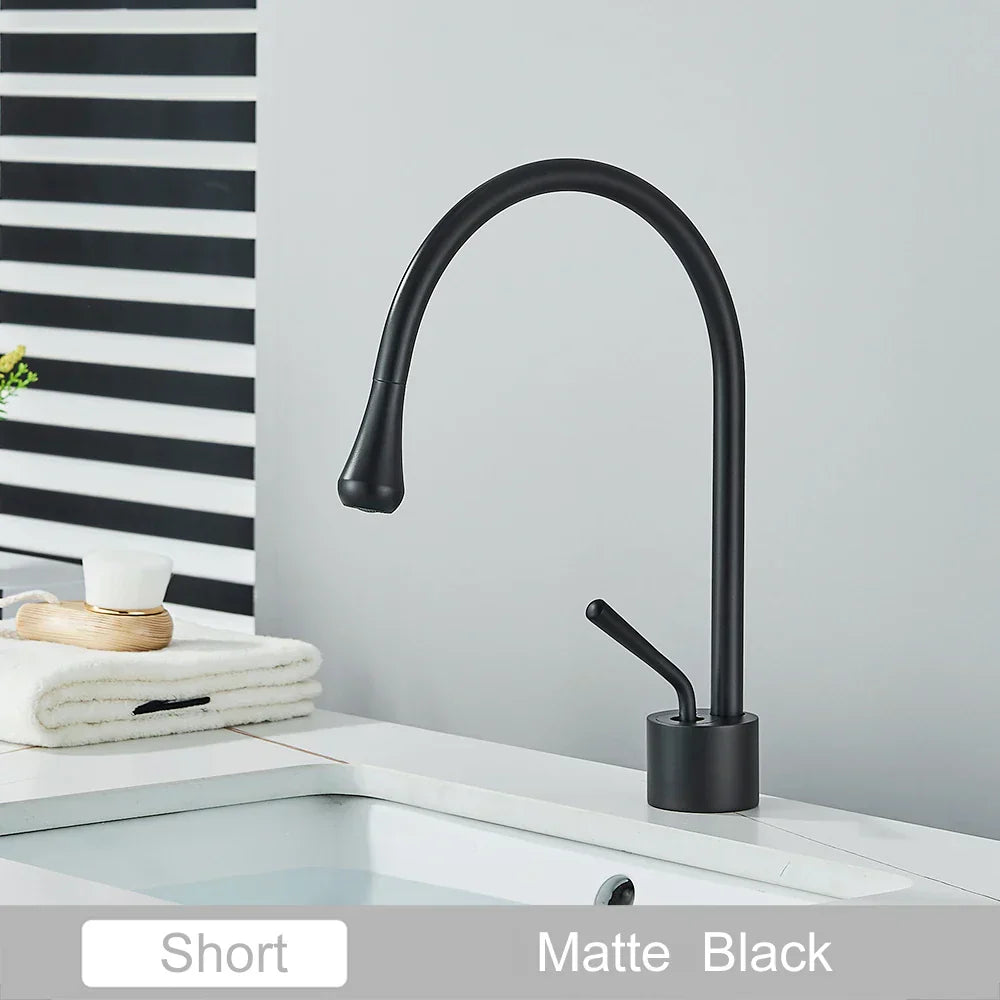 DecorBites™ Gold Tall Basin Faucet, 360 Swivel Waterfall Mixer for Bathroom Washbasin