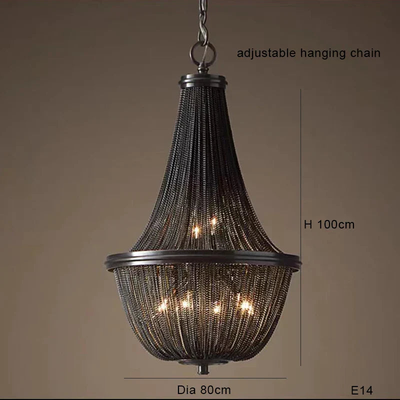 DecorBites™ Black Aluminum Chain Tassel Pendant Lights - Dimmable Classic Chandelier