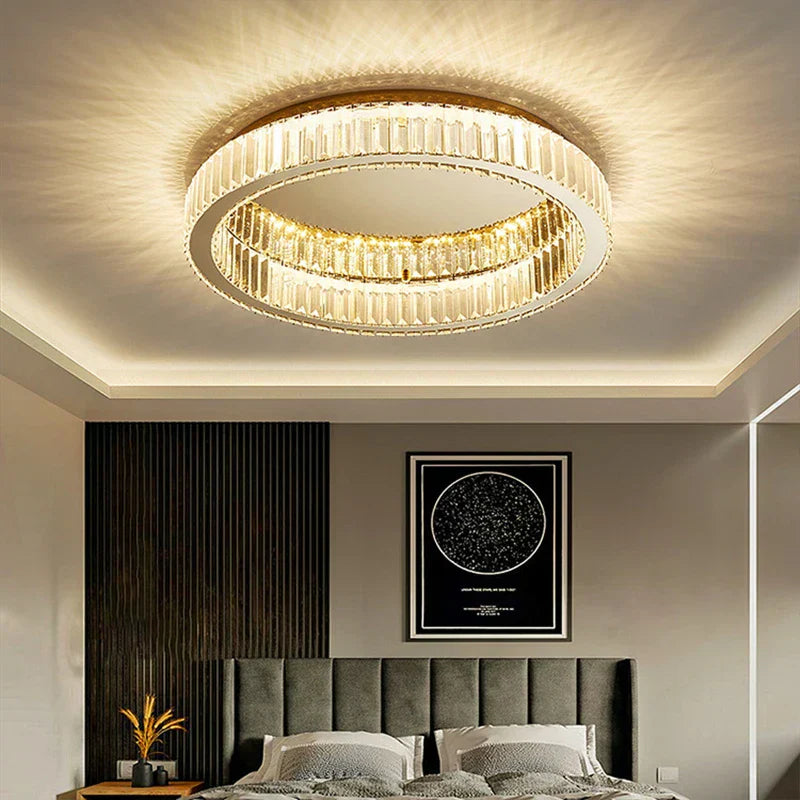 DecorBites™ مصباح سقف LED كريستالي كروم إضاءة فنية من الفولاذ المقاوم للصدأ