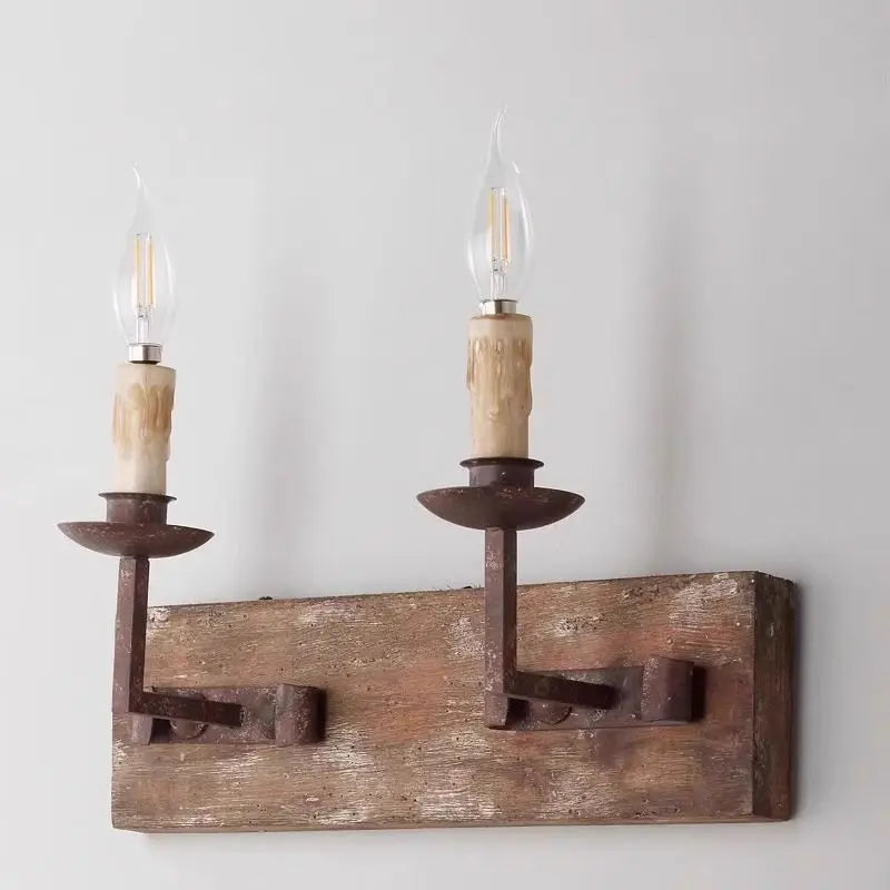 DecorBites™ Country Retro Solid Wood Wall Light for Bedroom & Living Room