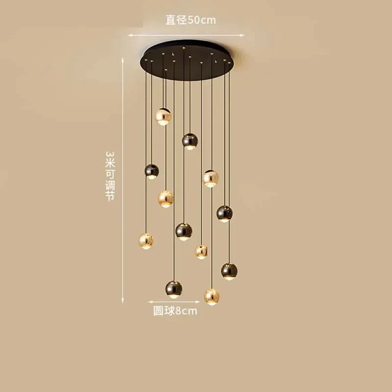 ثريا كريستال كروية ذهبية من DecorBites™ | وحدة إضاءة ديكور فنية حديثة