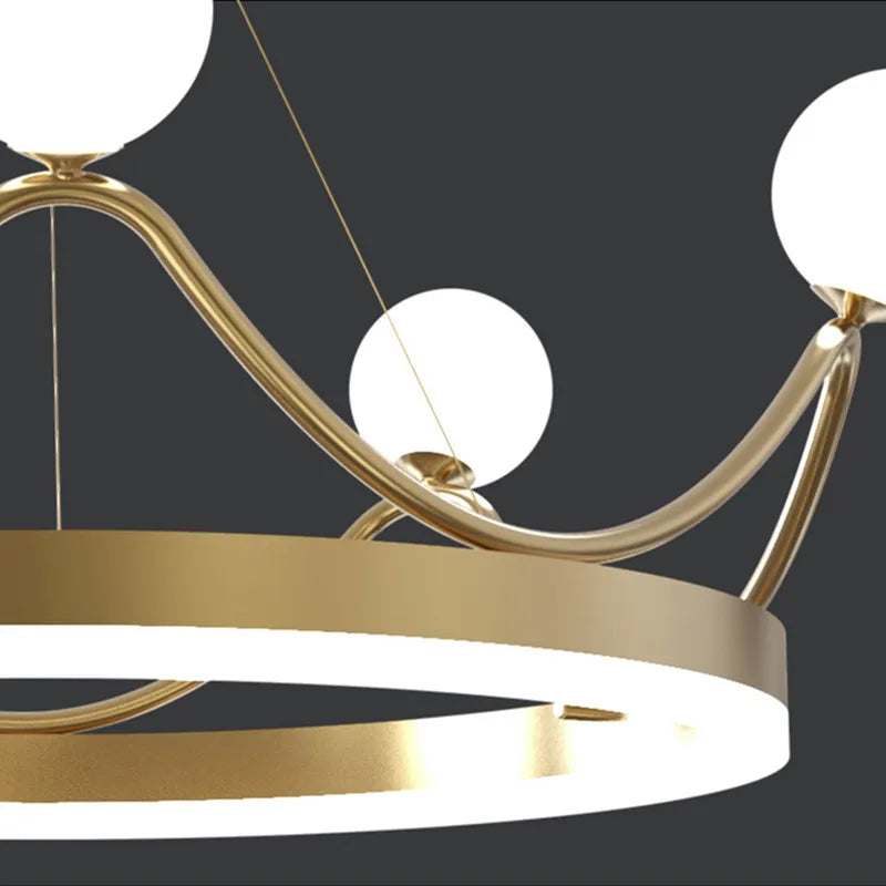DecorBites™ Crown LED Chandelier: Elegant Ring Lustre for Kids' Room Ceiling Lighting
