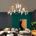 DecorBites™ Copper Crystal Ceiling Chandelier for Dining Living Room - Round Branch Crystal Lighting
