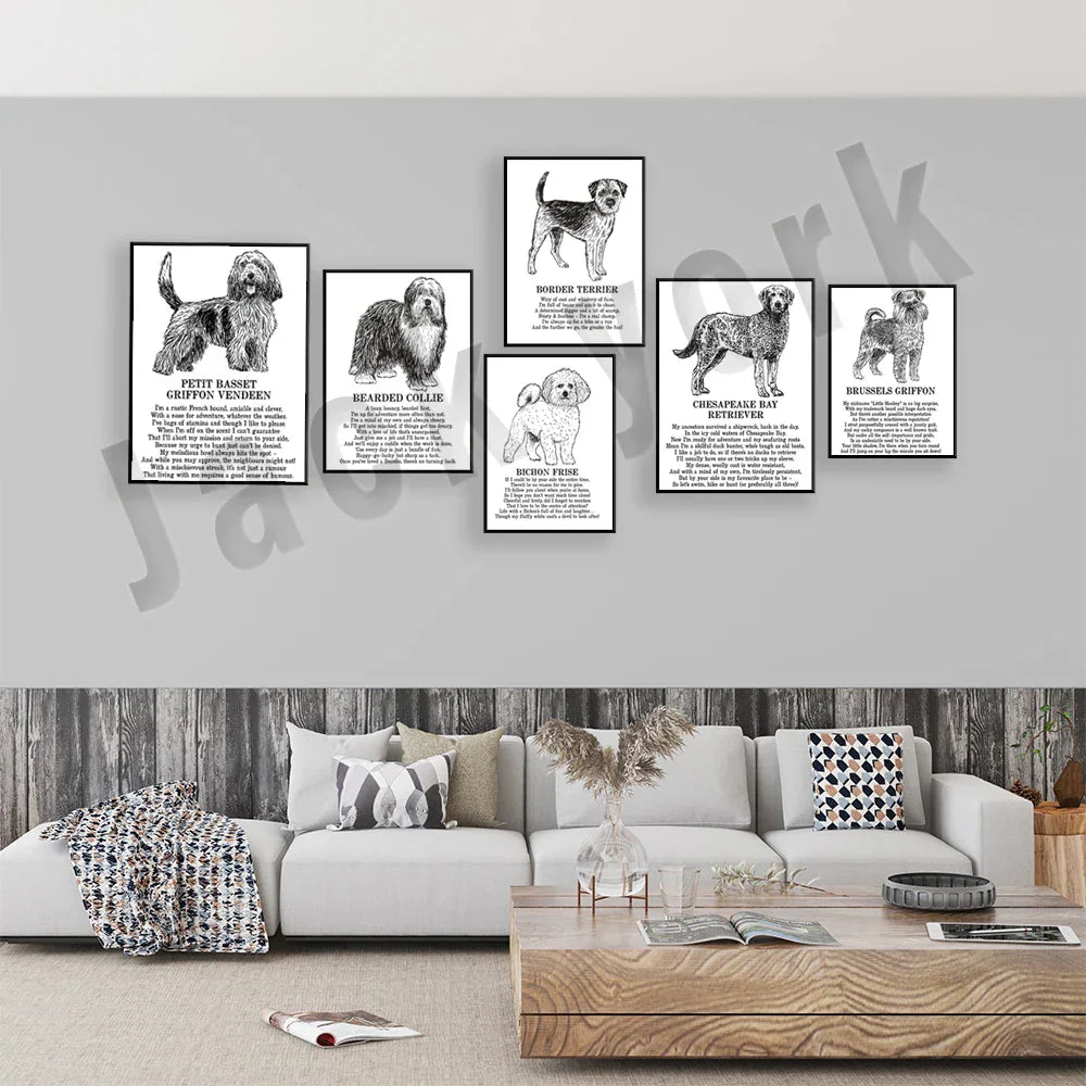 ملصق سلالات الكلاب من DecorBites™: الكلب ذو العرف الصيني، تشيزبيك ريتريفر، بروكسل غريفون، والمزيد