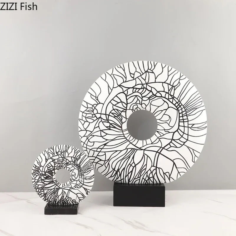 DecorBites™ Circle Ornament Desk Decoration Resin Ring Statue Modern Crafts Decor