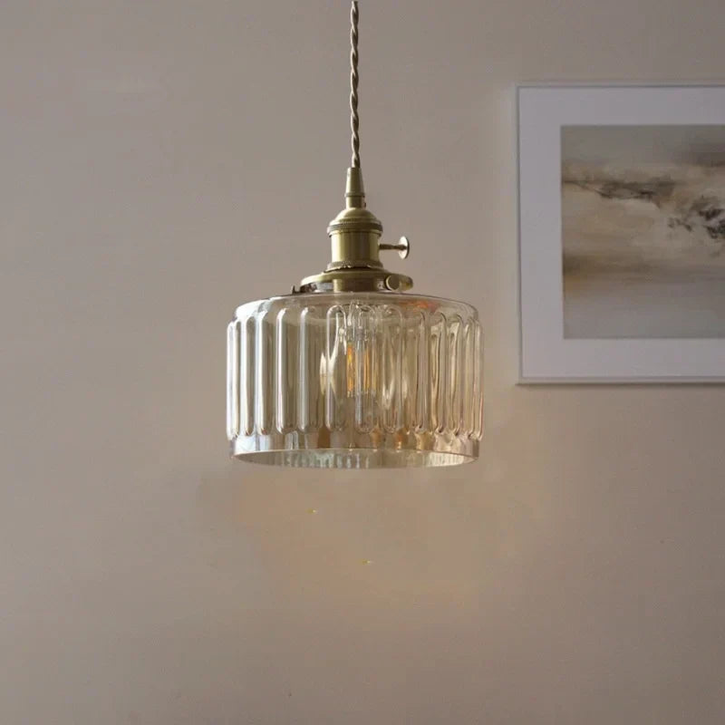 DecorBites™ Amber Glass LED Hanging Lamp - Adjustable Nordic Stair Pendant Light