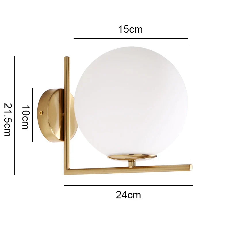 DecorBites™ مصباح حائط زجاجي ذهبي كروي LED دائري