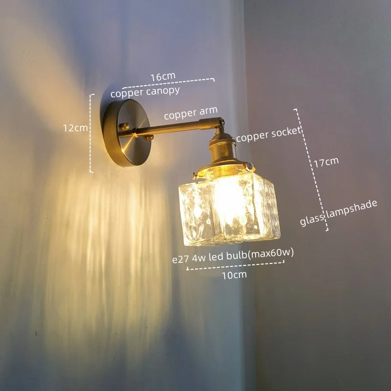 DecorBites™ Glass Copper LED Wall Lamp Modern Corridor Bedside Light