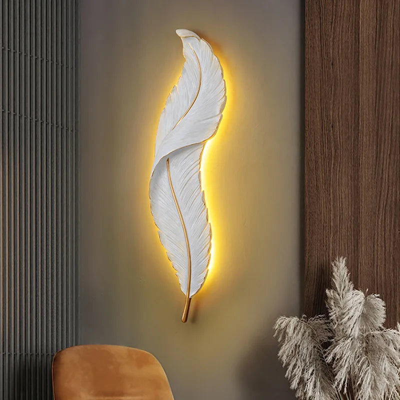 أباليك حائط ريش LED من DecorBites™ لديكور غرف المعيشة والنوم والفنادق والممرات