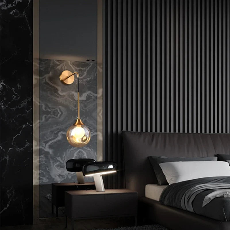 DecorBites™ Glass Ball Gold Wall Lamp Modern Sconce Nordic Light Fixture for Living Bedroom