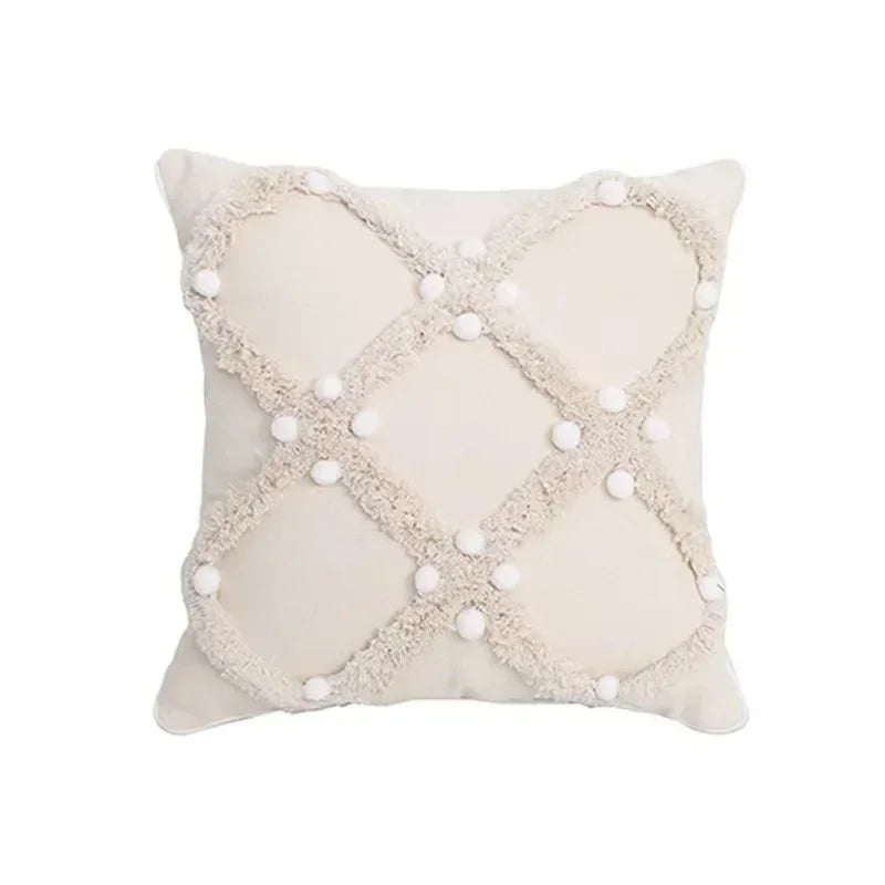 DecorBites™ Geometric Tufted Tassel Cushion Cover 30x50cm/45x45cm