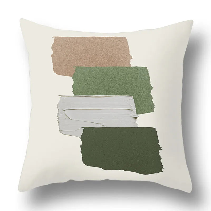 DecorBites™ Green Plants Geometric Print Pillow Cover - Home Sofa Cushion Cover