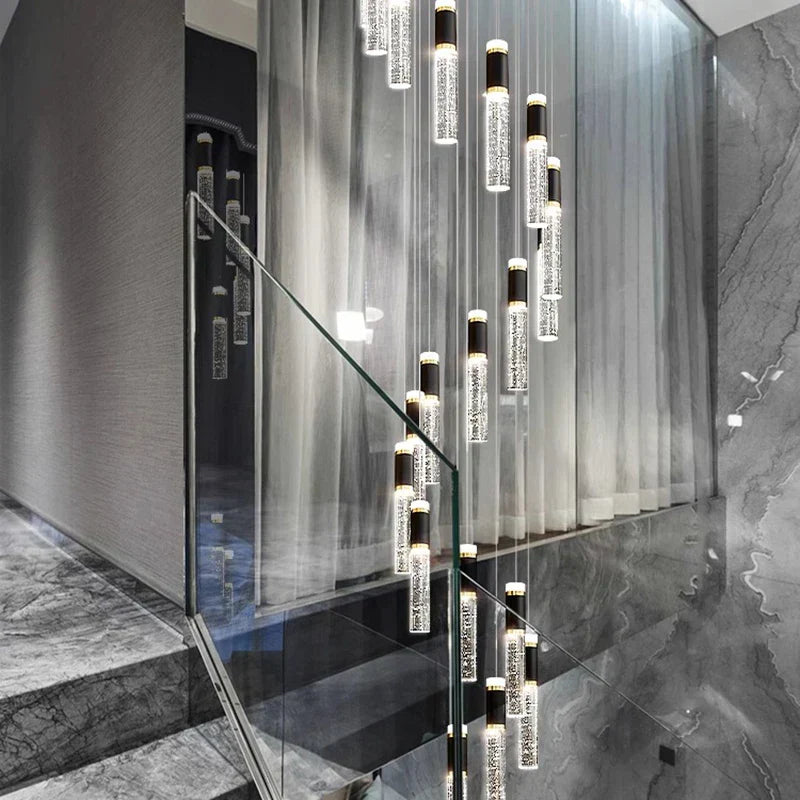 DecorBites™ Crystal Chandelier: Stylish Stair Pendant Lamp for Living Room & Interior Lighting