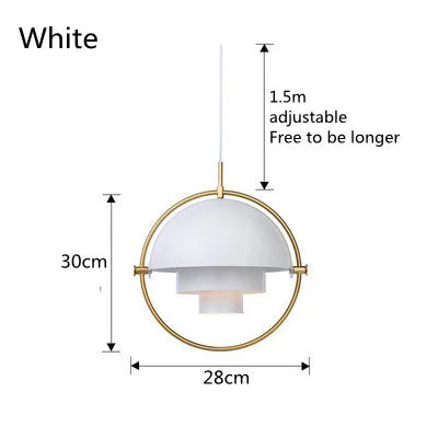 Nordic Art Deco Metal Pendant Light, White Black Gold