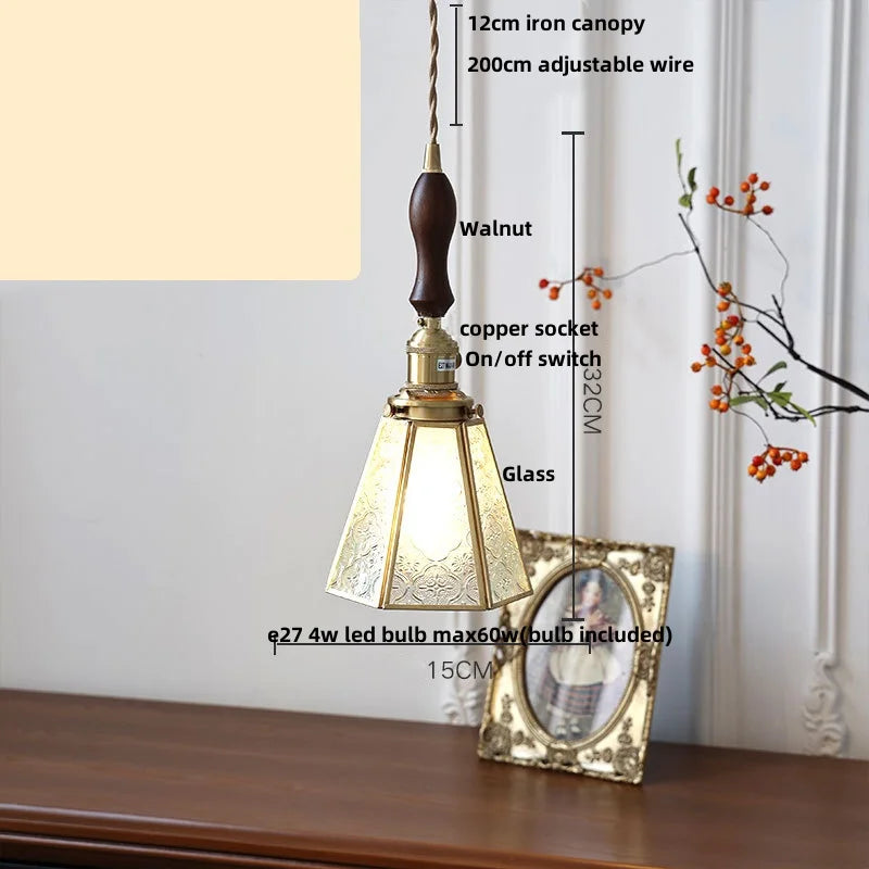 DecorBites™ Antique Glass LED Pendant Lamp, Adjustable Loft Kitchen Light Fixture