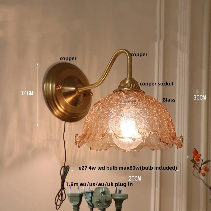 DecorBites™ Clear Glass LED Wall Sconce Nordic Modern Brass Light Fixture Applique Murale