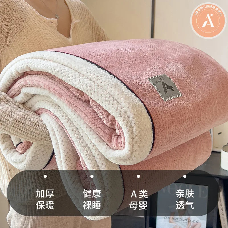 DecorBites™ Cozy Cotton Velvet Plush Blanket: Luxuriously Soft and Warm Light Blanket