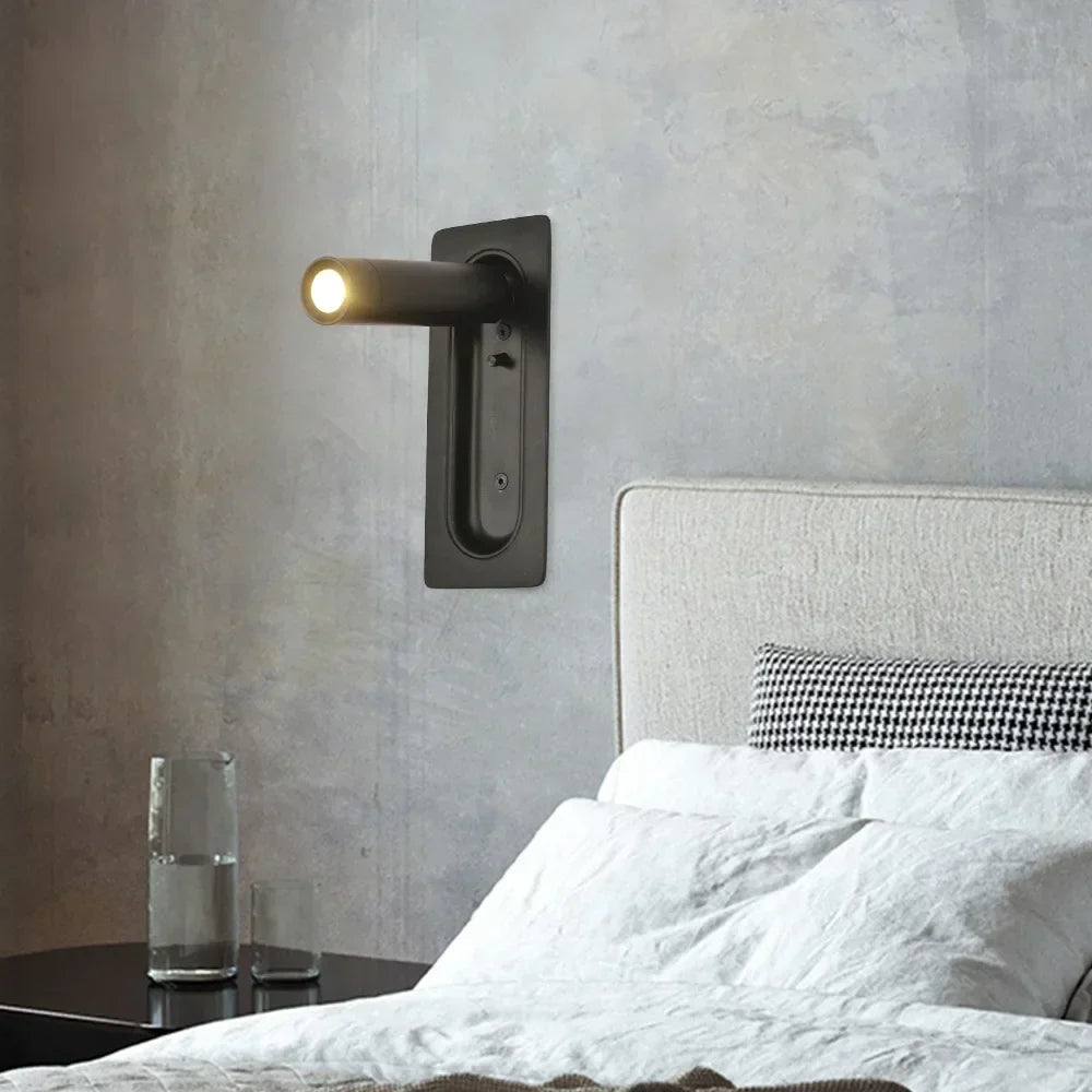 DecorBites™ Adjustable Bedside LED Wall Lamp for Modern Hotel Guest Rooms