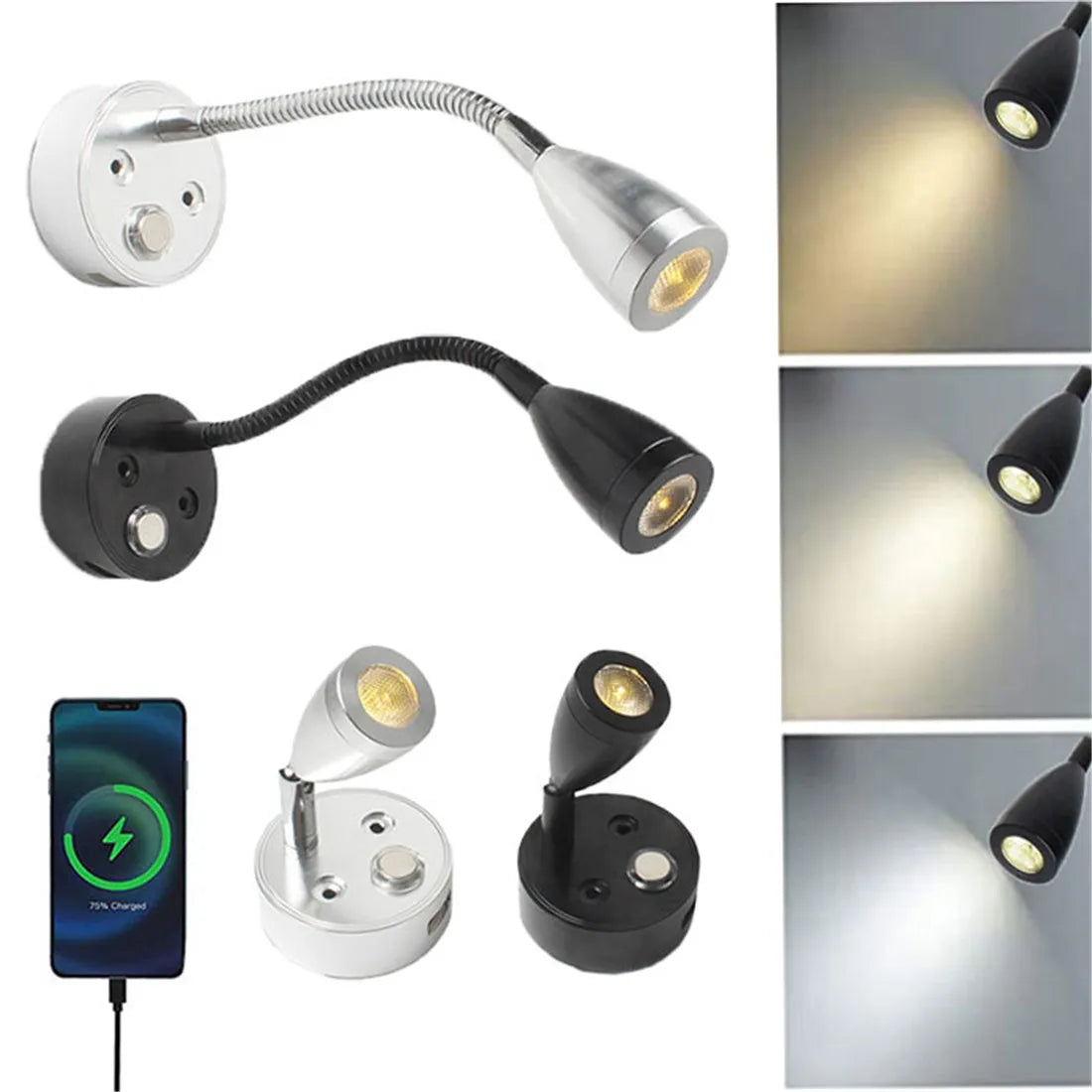 مصابيح LED من DecorBites™ مع شاحن USB ومفتاح تحكم باللمس للمركبات