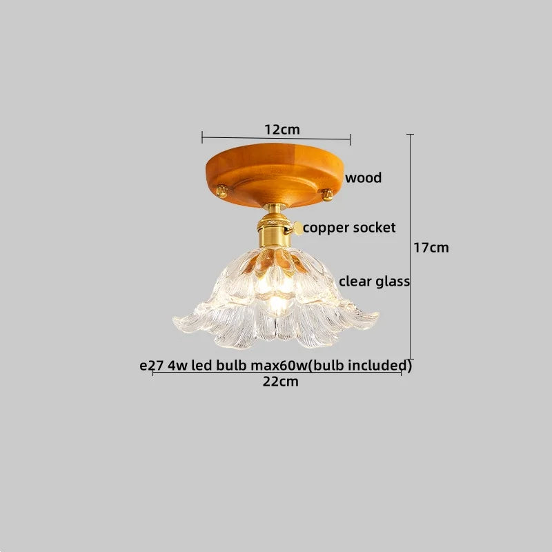 DecorBites™ Copper Wood LED Ceiling Lamp Modern Indoor Lighting Fixtures