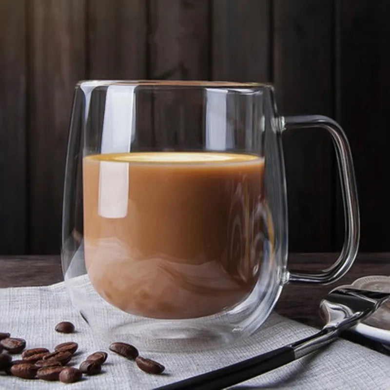 DecorBites™ Double Wall Glass Coffee Cup Espresso Mug Heat Resistant Cocktail Wine Beer Mug