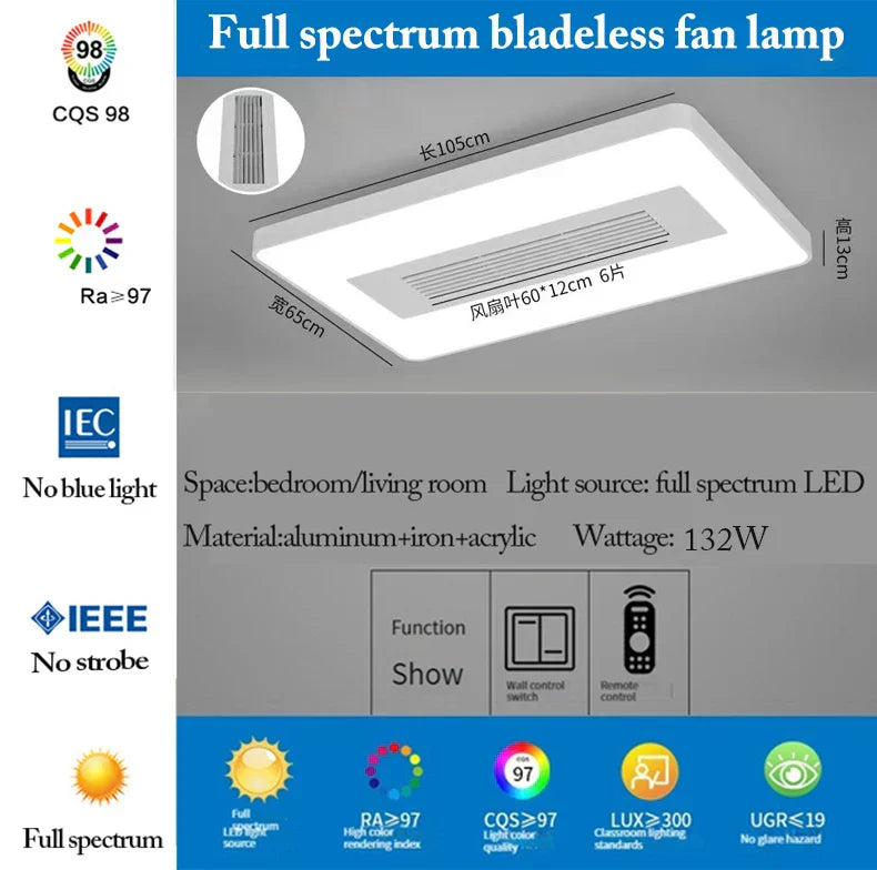 مروحة سقف DecorBites™ LED بدون شفرات مع جهاز تحكم عن بعد لغرفة المعيشة الحديثة