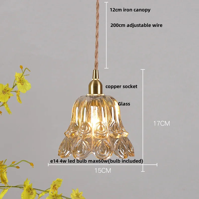 DecorBites™ Amber Glass LED Pendant Light - Nordic Modern Balcony Foyer Coffee Wall Lamp