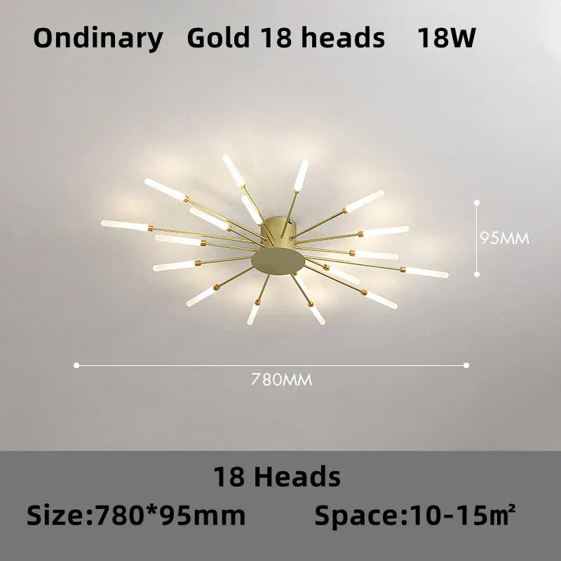 DecorBites™ ثريا الألعاب النارية LED: تركيبات إضاءة متدلية حديثة لغرفة المعيشة وغرفة النوم على الطراز الاسكندنافي