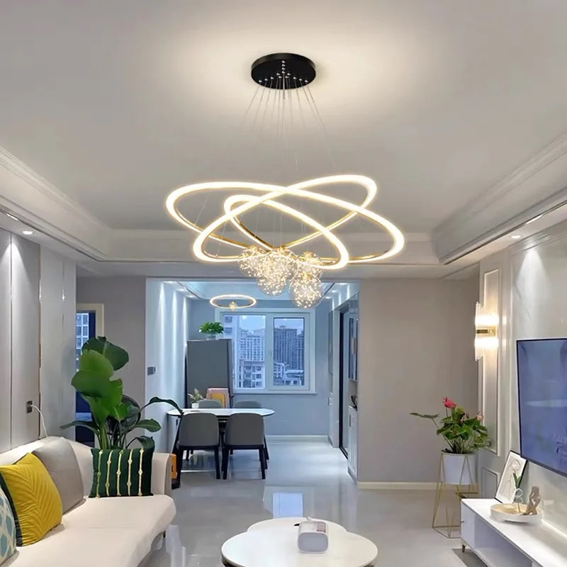 DecorBites™ Circle Ring Pendant Chandelier for Living Room Bedroom Restaurant Ceiling Lighting