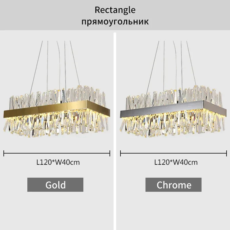 DecorBites™ Crystal LED Chrome Pendant Chandelier for Kitchen Dining Living Room