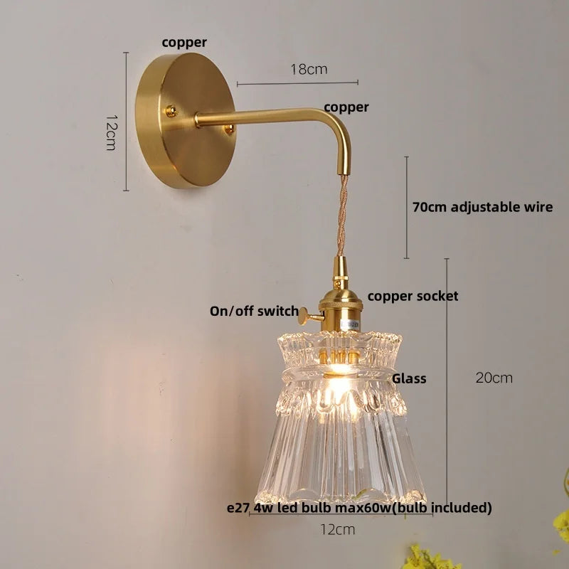 مصباح حائط DecorBites™ زجاجي شفاف LED مع مفتاح سحب لسلسلة الديكورات العصرية