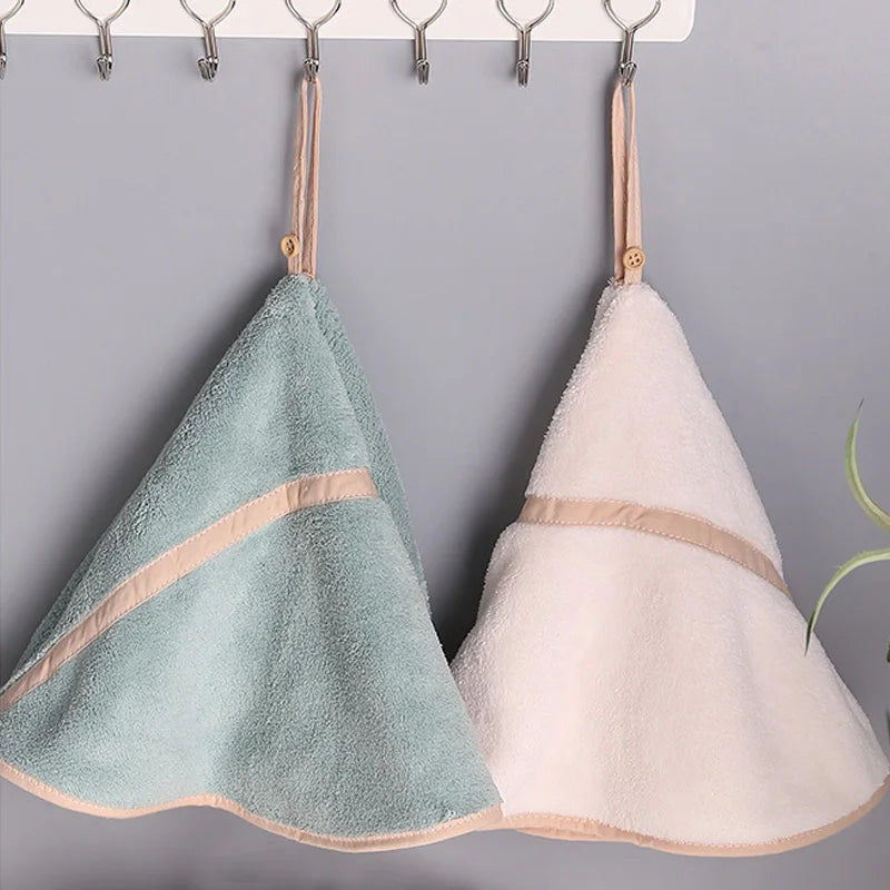 DecorBites™ Coral Velvet Hand Towel: Round Cute Style, Super Absorbent & Soft for Bath