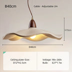 Japanese Wabi-Sabi Cream Wood Pendant Light