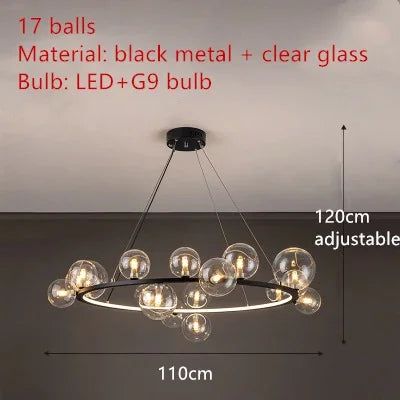 DecorBites™ Clear Glass LED Chandelier: Modern Nordic Hall Parlor Lighting Fixture