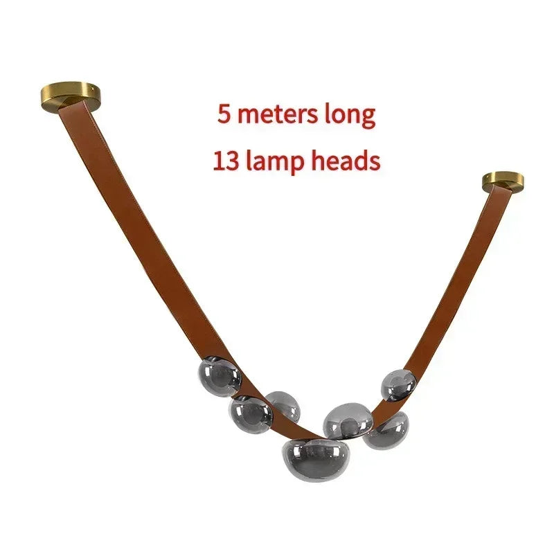 Nordic Leather and Glass Pendant Chandelier