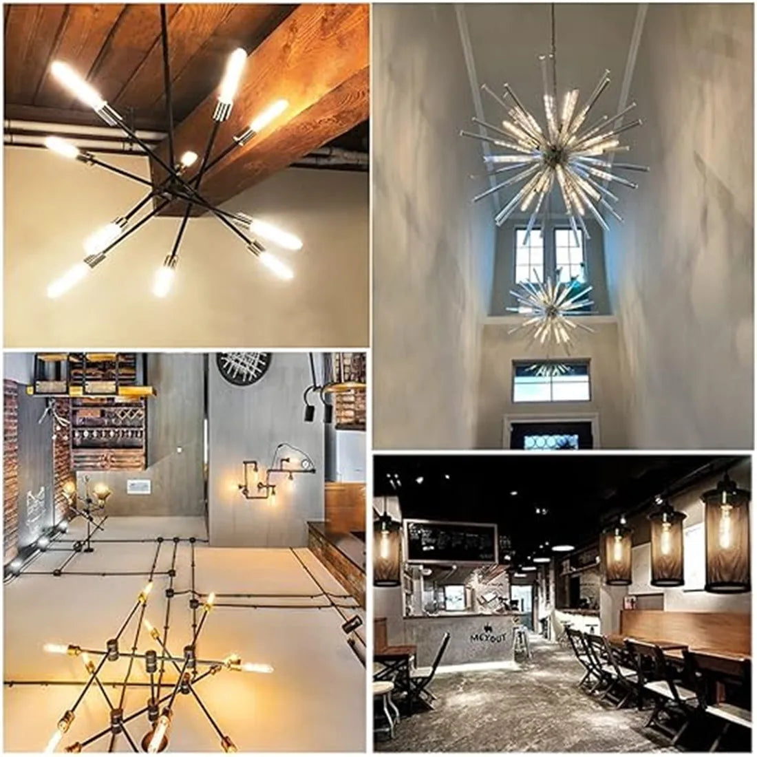 DecorBites™ لمبة إضاءة أنبوبية ليد (LED Filament Tubular Edison Bulb) درجة حرارة لون 6000K، موديلات T10 T185 T225 T30 T300، قوة 4 واط 6 واط 8 واط