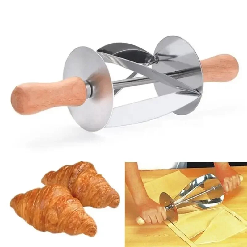 DecorBites™ Croissant Dough Cutter: Stainless Steel Handle, Pastry Wheel Knife for Baking
