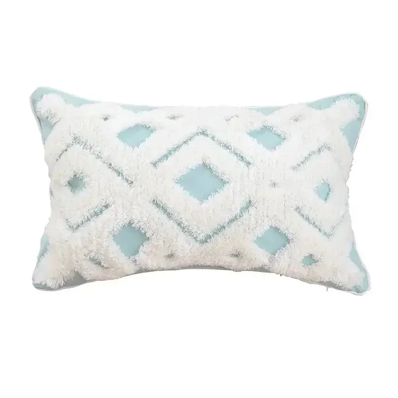 DecorBites™ Geometric Waves Tufted Pillow Covers with Embroidered Tassels