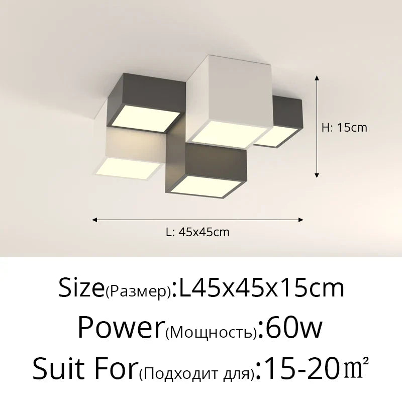 DecorBites™ Geometric LED Ceiling Light for Modern Bedroom, Study Room - Black/White Luxe Design
