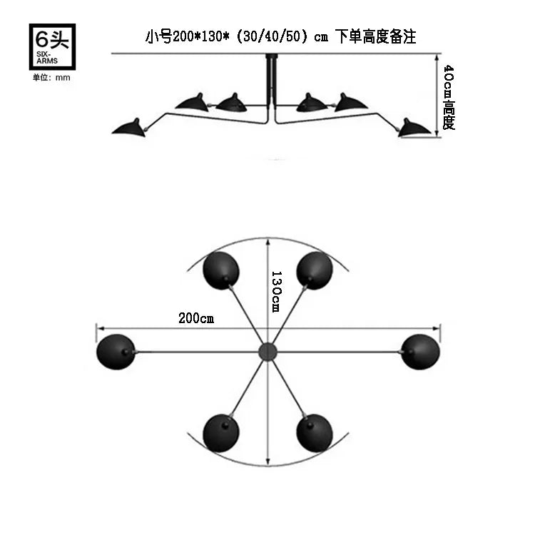 DecorBites™ Industrial Spider Serge Mouille Ceiling Lamp Black LED E27 Lighting