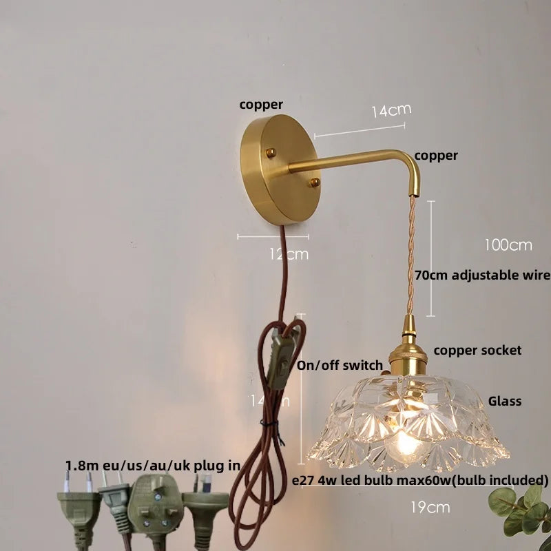 وحدة إضاءة حائط LED DecorBites™ زجاجية شفافة بمفتاح سلسلة سحب