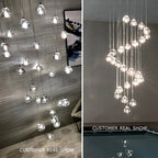 Crystal Ball Staircase Pendant Light in Brushed Stainless
