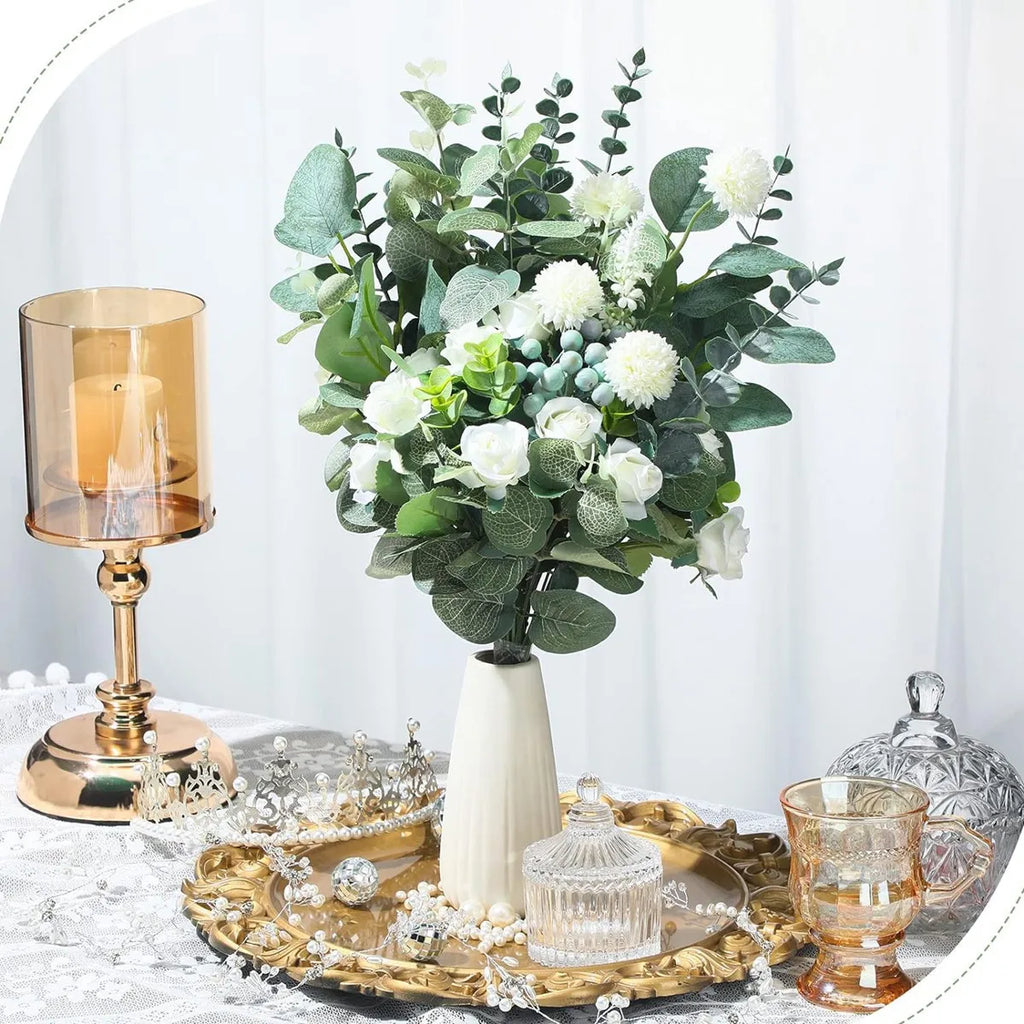 DecorBites™ 30pcs Artificial Flower Plants Green Stem Combo for DIY Bouquet & Event Decor
