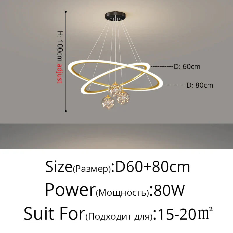 DecorBites™ Circle Ring Pendant Light Chandelier Modern Living Room Bedroom Lamps Ceiling Luminaire