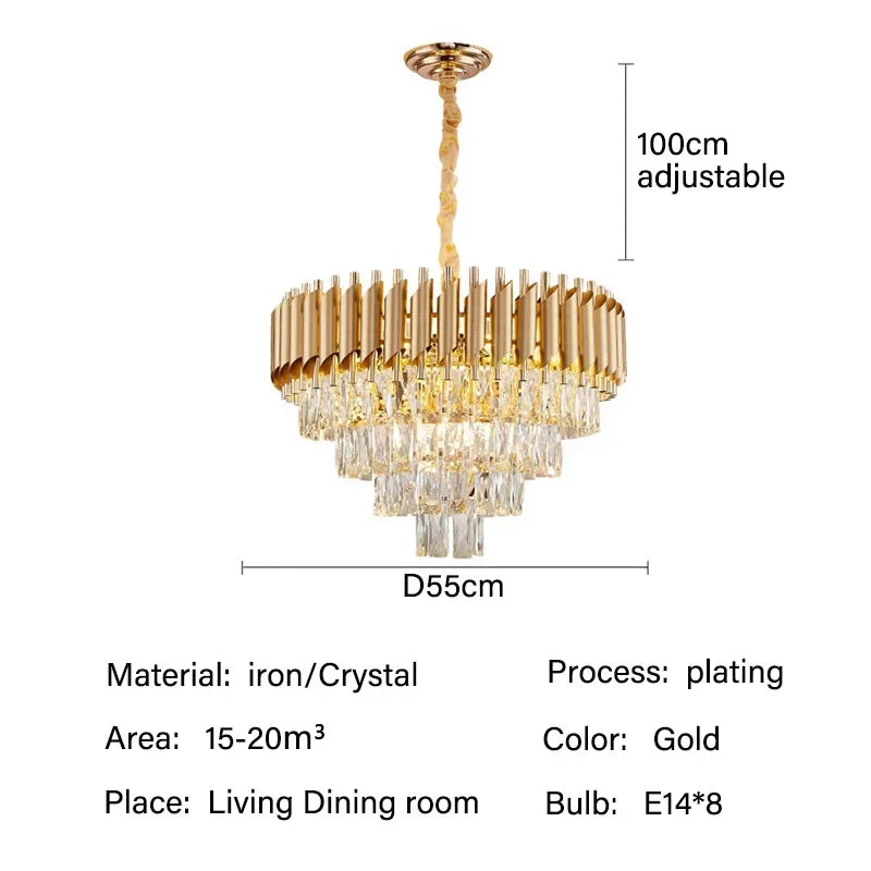 DecorBites™ Crystal LED Pendant Chandelier: Modern Luxury Living Room Dining Lighting Fixture
