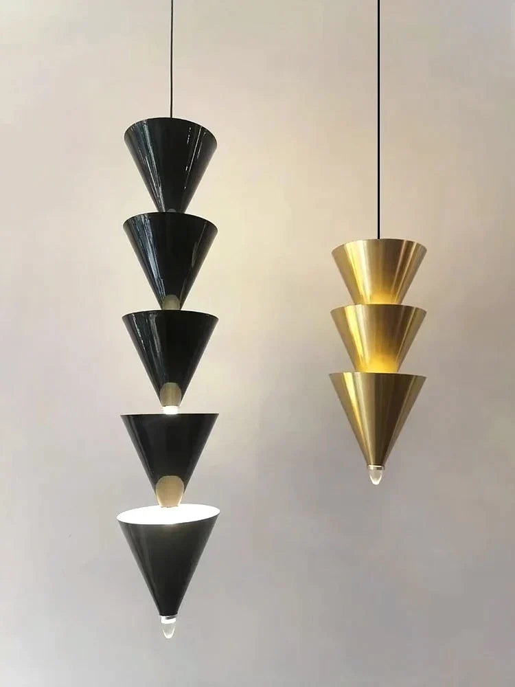 DecorBites™ Cream Bedroom Chandelier: Minimalist Designer Conical Long Line Branched Light Fixture
